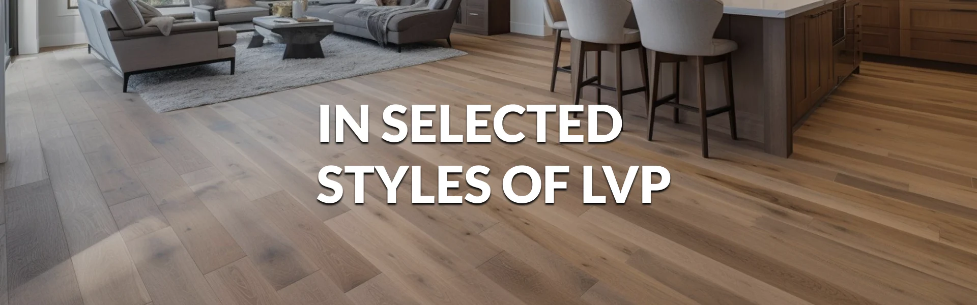 Luxury vinyl plank flooring installed in a modern open living space